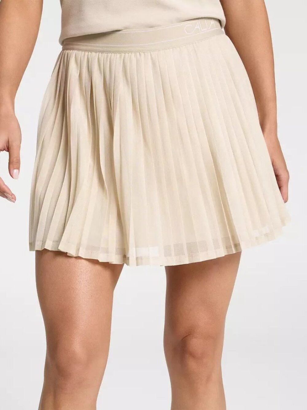 NWT CALIA Women's Pleated Mesh Skort Khaki Sand